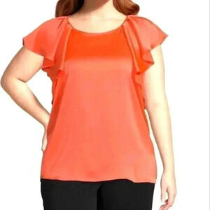 Worthington flutter sleeve blouse, size Petite Large